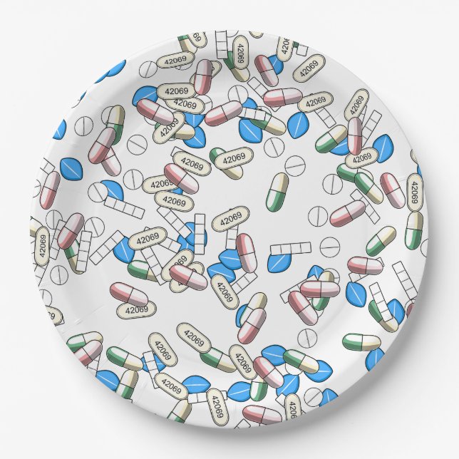 Plato De Papel Pill Sprinkles Pattern (Anverso)