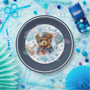 Plato De Papel Pilot Teddy Bear Birthday Baby Shower