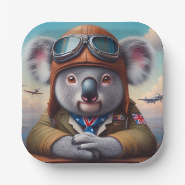 Plato De Papel Piloto de avión de Koala (Anverso)