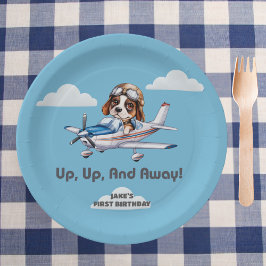 Plato De Papel Piloto de perro y avión Cessna, viaje, primer cump