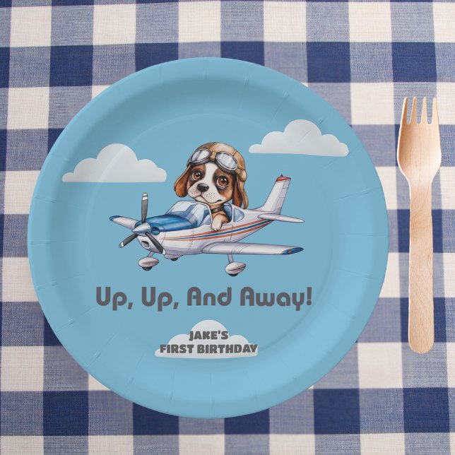 Plato De Papel Piloto de perro y avión Cessna, viaje, primer cump (Subido por el creador)