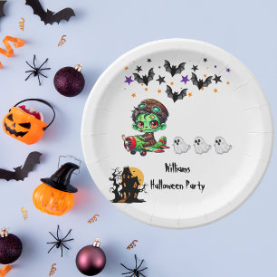 Plato De Papel Piloto Zombie Caprichoso Avión Fantasmas y Murciél