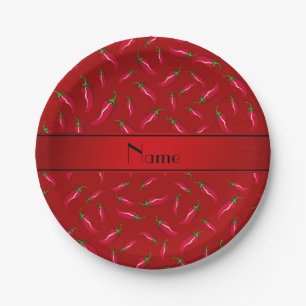 Plato De Papel Pimienta de chile rojo conocida personalizada