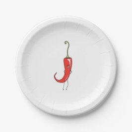 Plato De Papel Pimiento rojo divertido