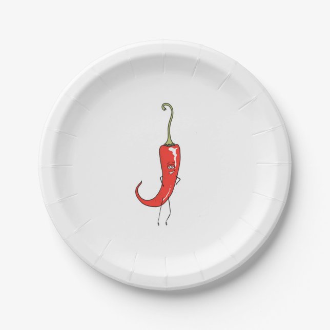 Plato De Papel Pimiento rojo divertido (Anverso)