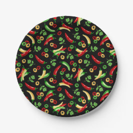 Plato De Papel Pimientos de chile y Cilantro