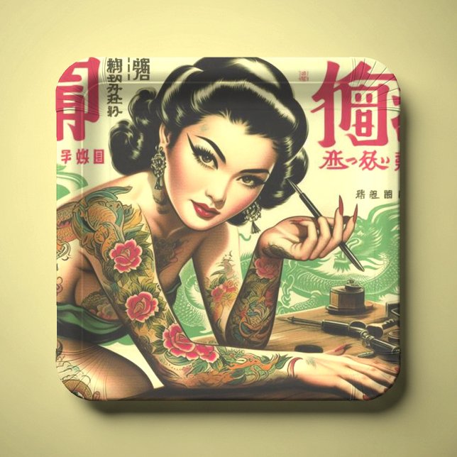 Plato De Papel Pin oriental retro (Subido por el creador)