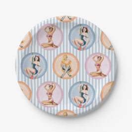 Plato De Papel Pin Up Ladies - Modelos Retro Pinups