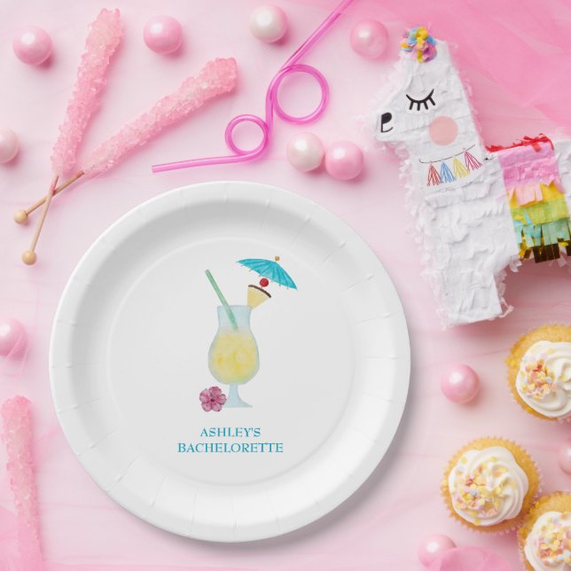 Plato De Papel Piña Colada Tropical Wedding Bridal Shower  (Fiesta)