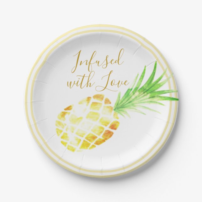 Plato De Papel Piña Dorada Jugosa (Anverso)