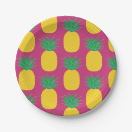 Plato De Papel Piña rosa Tropical