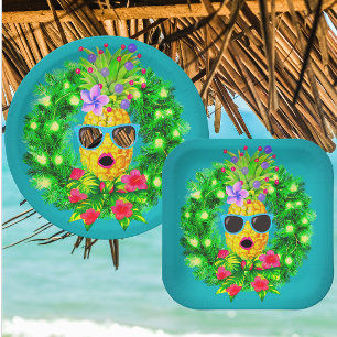 Plato De Papel Piña Tropical Señora Cantante Sassy