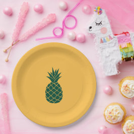 Plato De Papel Piña verde