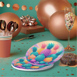Plato De Papel Piñas de colores