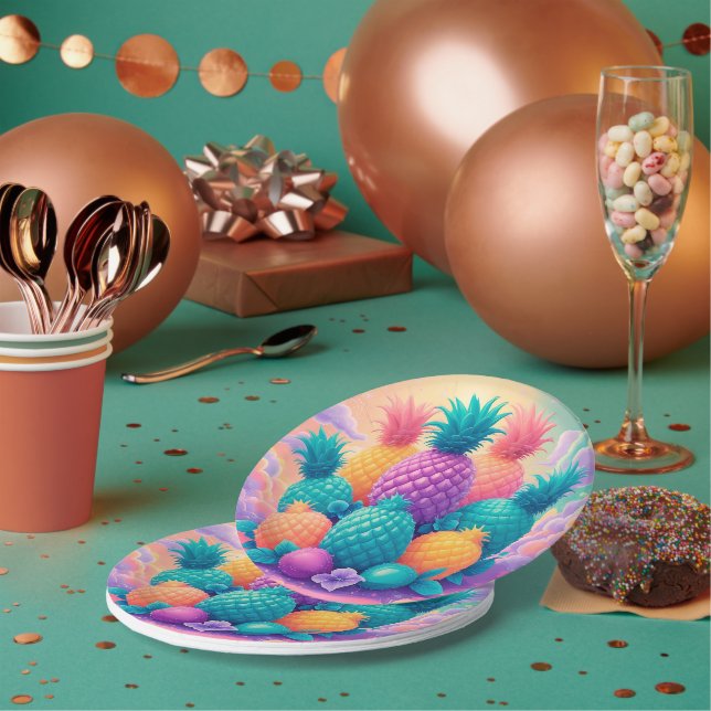 Plato De Papel Piñas de colores (Multi)
