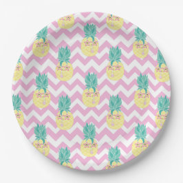 Plato De Papel Piñas y Chevron