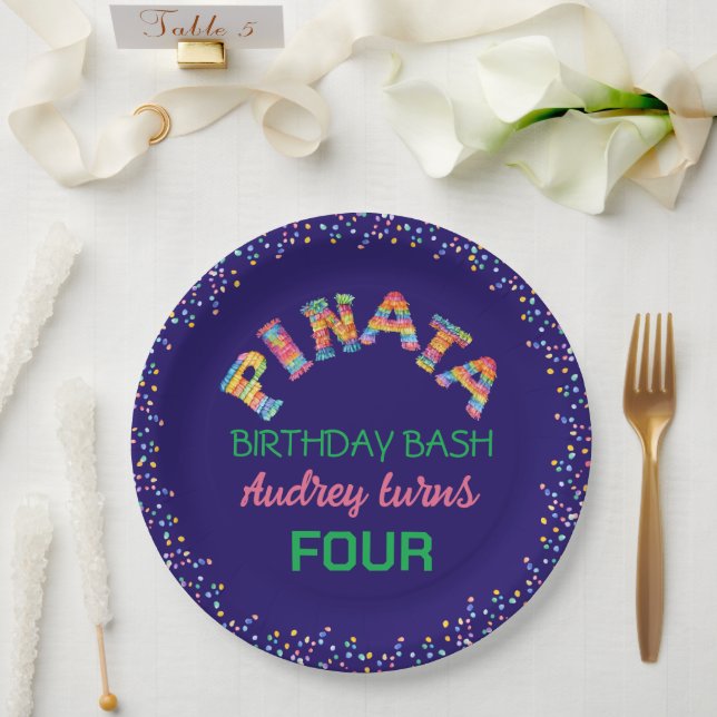 Plato De Papel Pinata Birthday Bash (Boda)