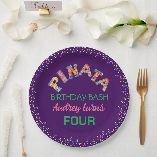 Plato De Papel Pinata Birthday Bash (Boda)