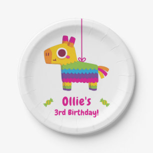 Plato De Papel Piñata de Burro Adorable Fiesta de Cumpleaños Colo