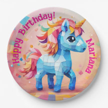 Piñata de cumpleaños de unicornio colorido