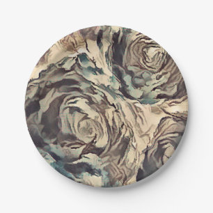 Plato De Papel Pincel de arte abstracto rosas texturizados impres