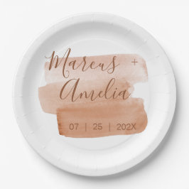 Plato De Papel Pincel de color de agua moderno Minimalista