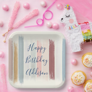 Plato De Papel Pinceladas de pastel personalizadas 