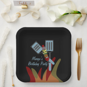 Plato De Papel Pinchos de Verano Parrillada Parque Cumpleaños