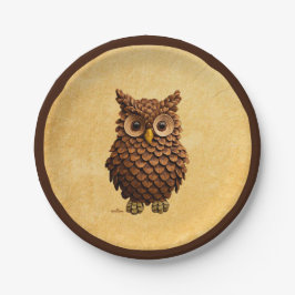 Plato De Papel Pine Cone Owl