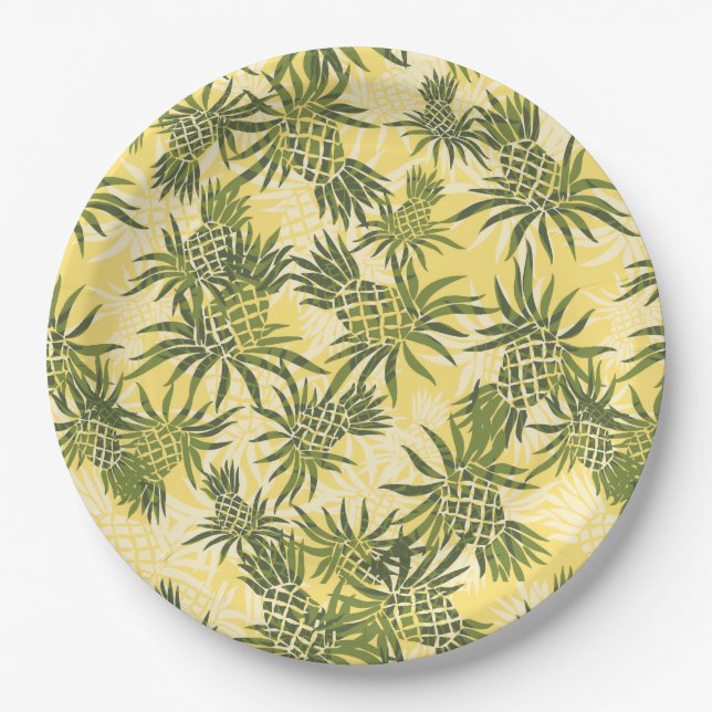 Plato De Papel Pineapple Camo Hawai Tropical (Anverso)