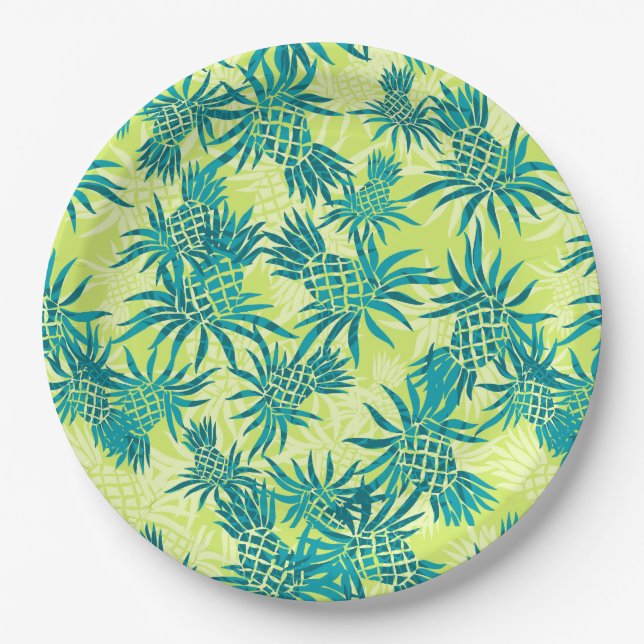 Plato De Papel Pineapple Camo Hawai Tropical (Anverso)