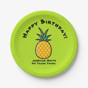 Plato De Papel Pineapple Luau Tiki Tropical