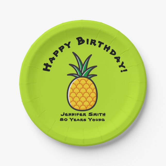 Plato De Papel Pineapple Luau Tiki Tropical   (Anverso)
