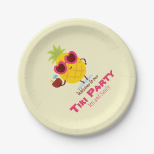 Plato De Papel Pineapple Tiki Fiesta de papel personalizado Plate