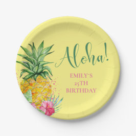 Plato De Papel Pineapple Tropical Aloha Fiesta Hawaii Cumpleaños