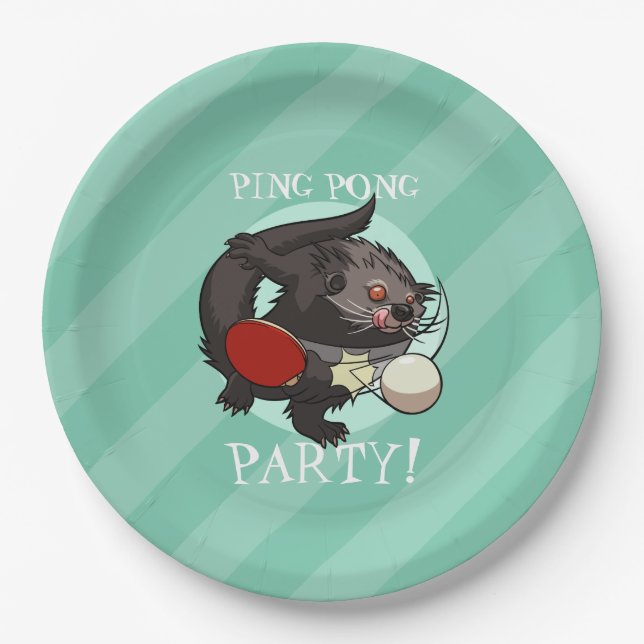 Plato De Papel Ping Pong Binturong Table Tennis Player Bearcat (Anverso)