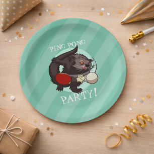 Plato De Papel Ping Pong Binturong Table Tennis Player Bearcat
