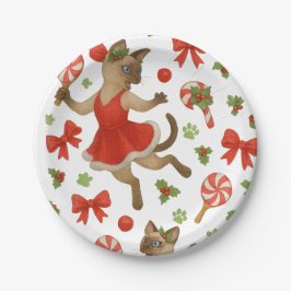 Plato De Papel  Ping Pong Christmas themed for Siamese Cat lovers