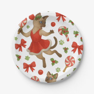 Plato De Papel Ping Pong con tema de Navidad para amantes de gato