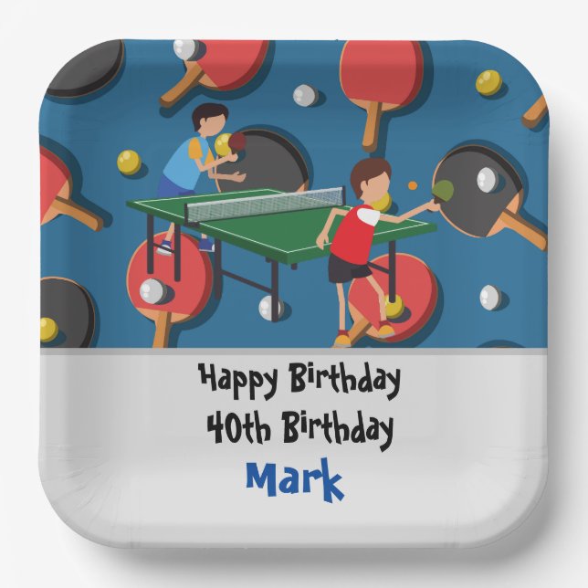 Plato De Papel Ping pong Mesa Tennis Birday Card (Anverso)