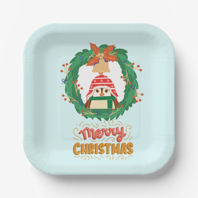 Plato De Papel Pinguin, Feliz Navidad Gigante café Mug (Anverso)