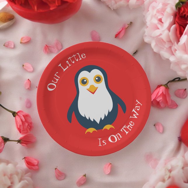 Plato De Papel Pingüino (baby penguin,birthday,wedding,baby shower,special occasion event paper plate party supplies)