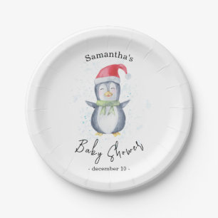 Plato De Papel Pingüino Ártico - baby shower