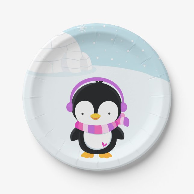 Plato De Papel Pingüino cutáneo (Anverso)