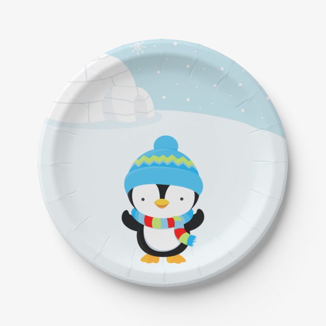 Plato De Papel Pingüino cutáneo (Anverso)