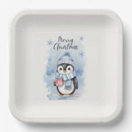 Plato De Papel Pingüino Cute 2