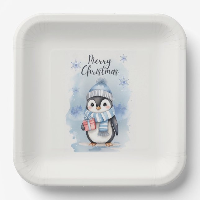 Plato De Papel Pingüino Cute 2 (Anverso)