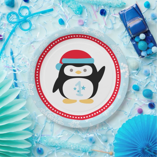 Plato De Papel Pingüino de cumpleaños de Onederland (Fiesta)