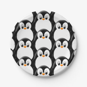 Plato De Papel Pingüino De Grasa En Todo El Patrón De Impresión