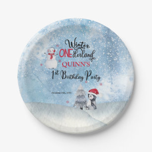 Plato De Papel Pingüino Invierno de Nieve Onederland Primer cu